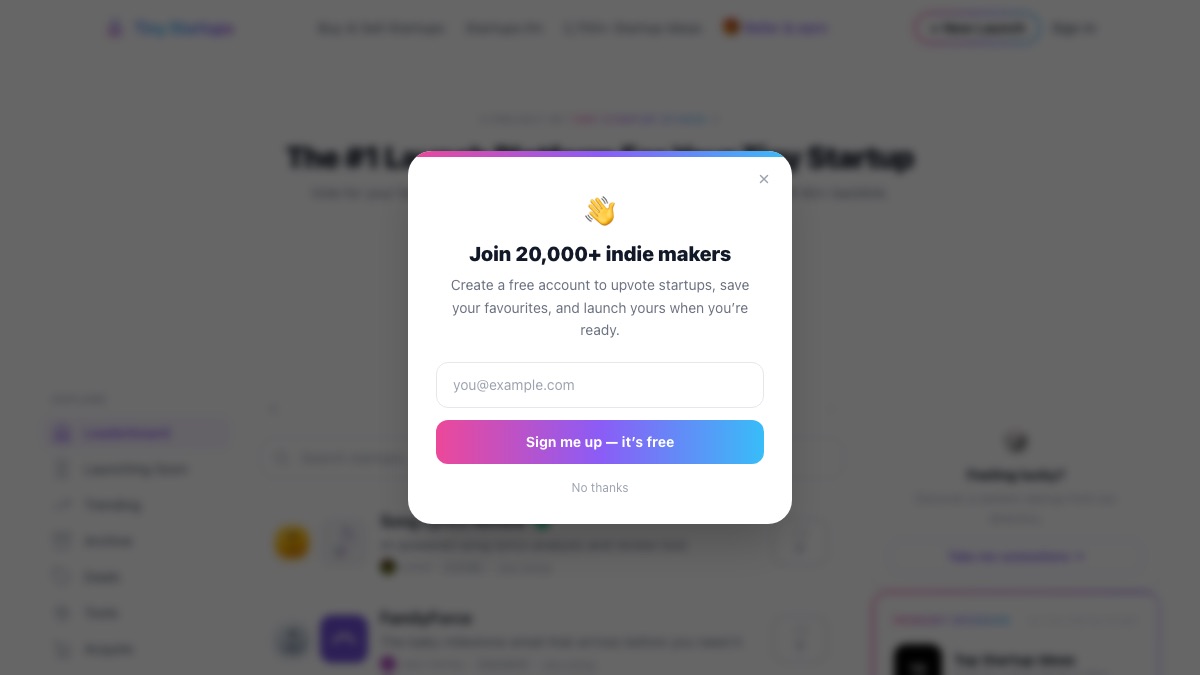 Tiny Startups screenshot